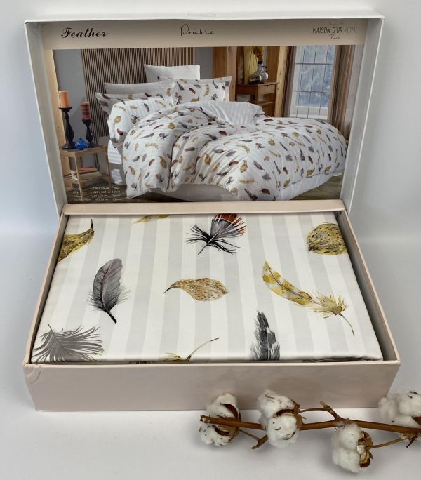 Постільна білизна Maison D'or сатин 200х220 Feather White