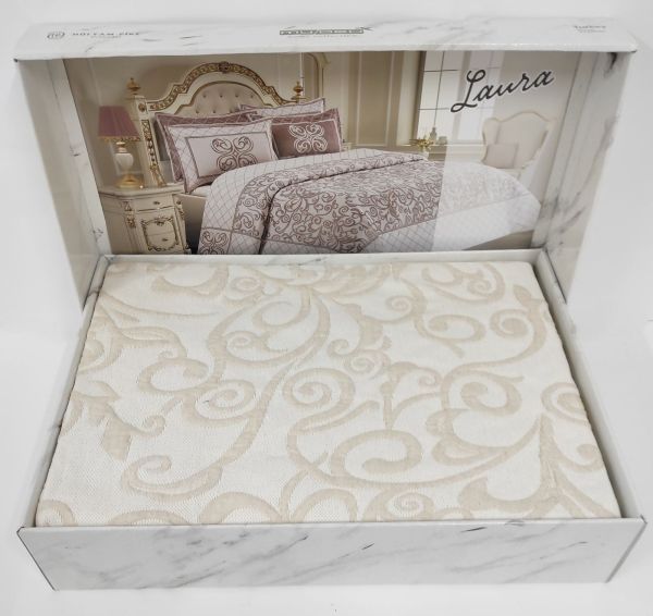 Покривало My Bed Жакард 240x260 з наволочками Laura Beige