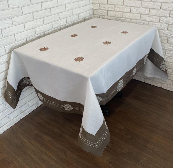Скатертина льон Королівський 150*220 код NL-205490 Brown
