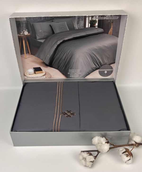 Постільна білизна Maison D'or Deluxe сатин 200х220 Grey-Beige