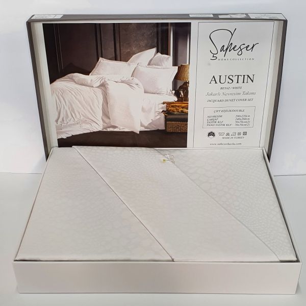 Постільна білизна Saheser Jacquard Vip Satin 200X220 Austin Beyaz