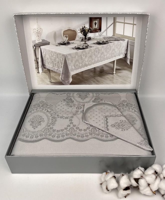 Скатертина Set Maison D'or 160x350+150x340+12pcs+12psc Marinella T.Cloth Grey