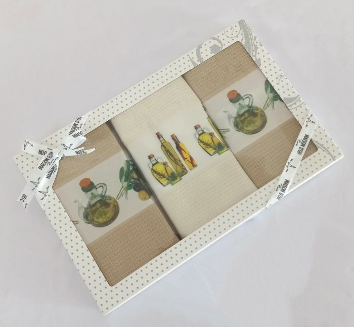 Подарунковий набір кухонних рушників Maison D'or Olive 1