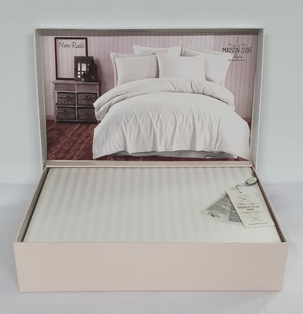 Постільна білизна Maison D'or сатин страйп 160х220 Rails White