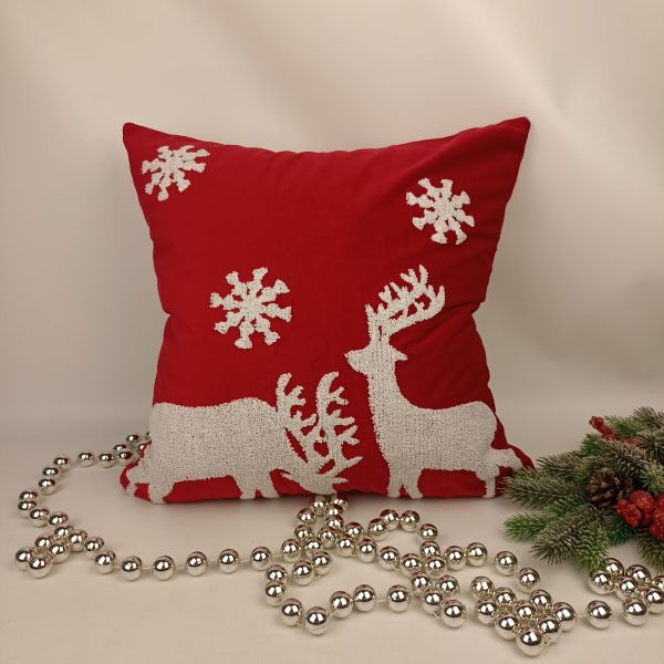 Наволочка велюрова новорічна 45х45 Deer Red