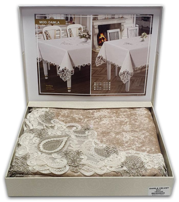 Скатертина Велюр Acme Tekstil 110x160 Damla Cappicino