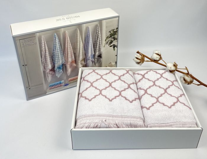 Рушники Maison D'or 2шт Lorenza Lilac-White