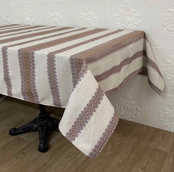 Скатертина Едельвіка 300х140 льон Луч Beige 448-21/00