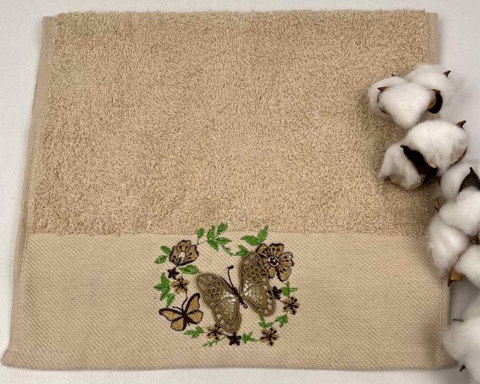 Махровий рушник Ma Me 30х50 Butterfly 1 Beige
