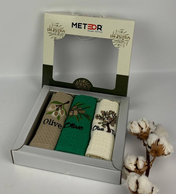 Набір вафельних рушників Nilteks 3шт Lux Olive
