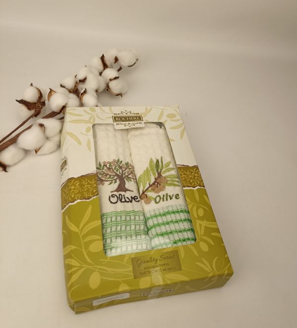 Набір вафельних рушників Nilteks 2 шт Qualite Olive 1
