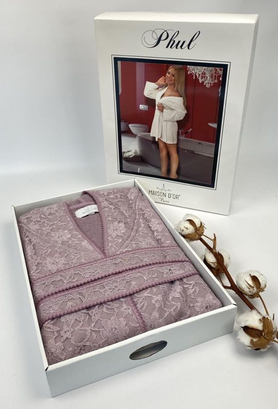 Халат жіночий Maison D'or Phul Lace Dark Lilac L