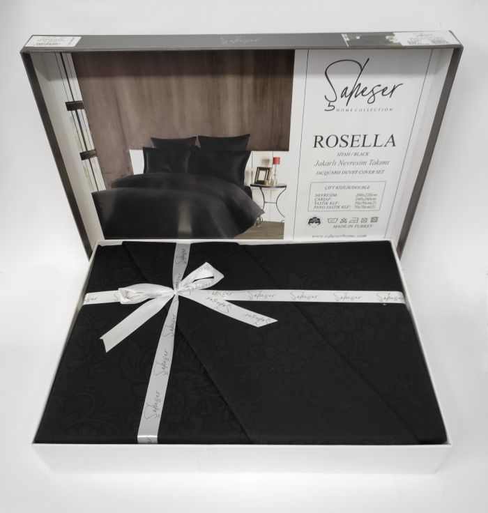 Постільна білизна Saheser Jacquard Vip Satin 200X220 Rosella Siyah/black