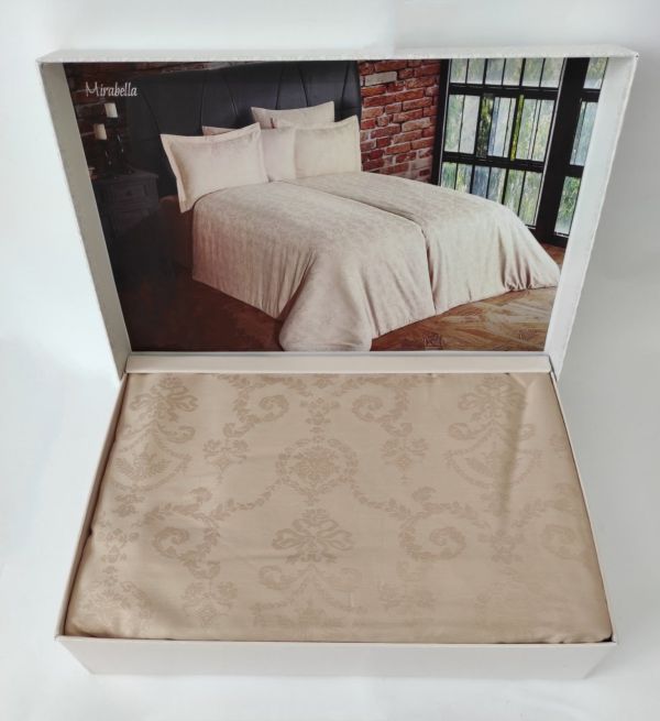 Постільна білизна Maison D'or сатин жаккард 160х220 Mirabella Beige