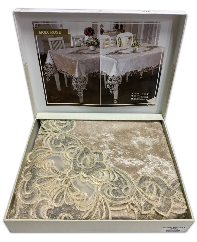 Скатертина Велюр Acme Tekstil 110x160 Rose Cappicino