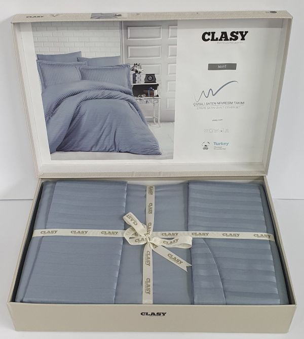Постільна білизна CLASY страйп-сатин 200x220 см Mavi