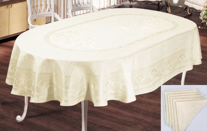 Скатертина Sagol тефлон 160x300 ovale Sgl-003 Cream + 8 серветок *