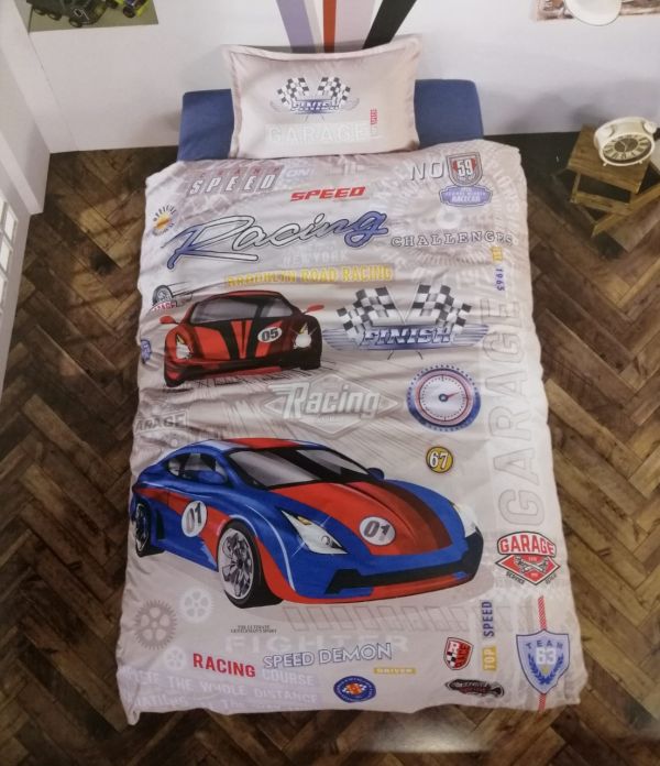 Постільна білизна CLASY ранфорс 160x220 см CARAGE V1 MAVI