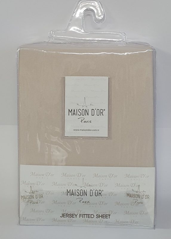 Простирадло на резинці 180x200 трикотаж з наволочками Maison D'or Beige