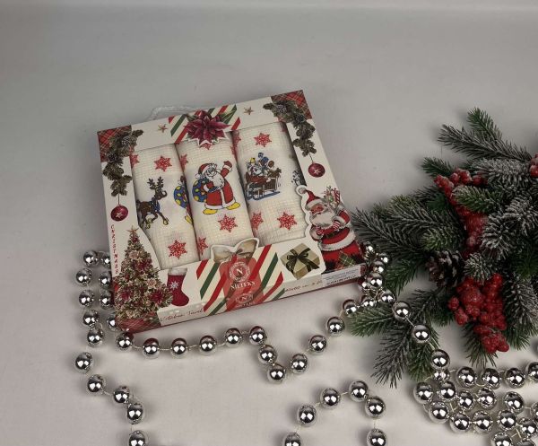 Набір вафельних рушників Nilteks 3шт Lux Printed Christmas