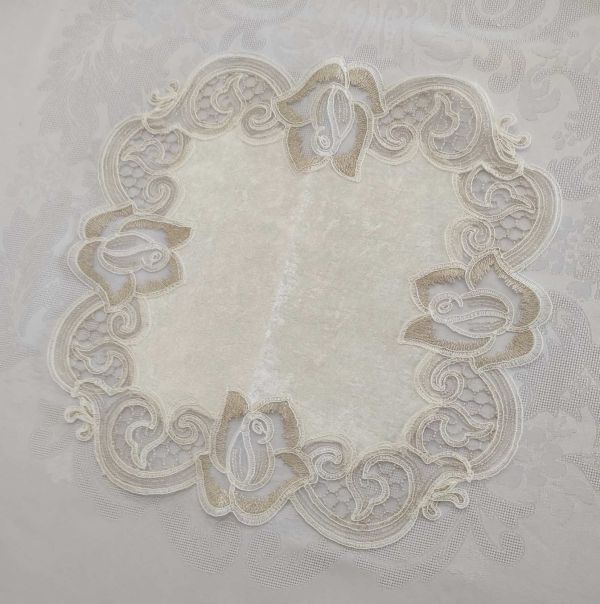Серветка велюрова Acme з мереживом 40*40 Rose Krem
