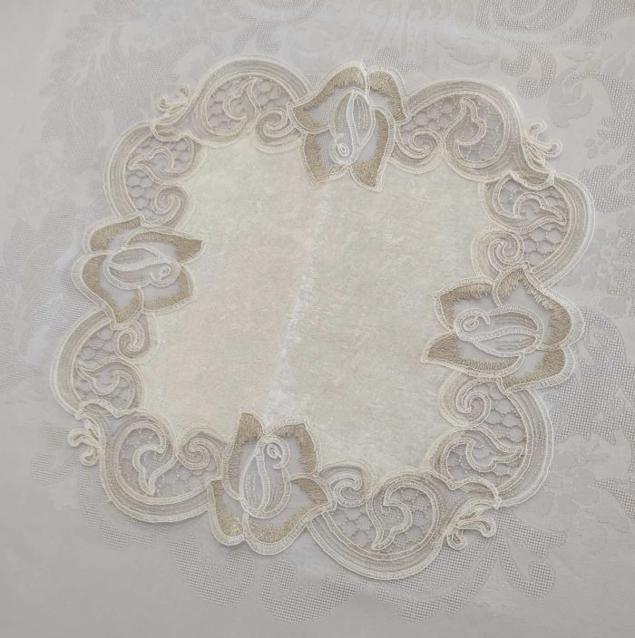 Серветка велюрова Acme з мереживом 40*40 Rose Krem