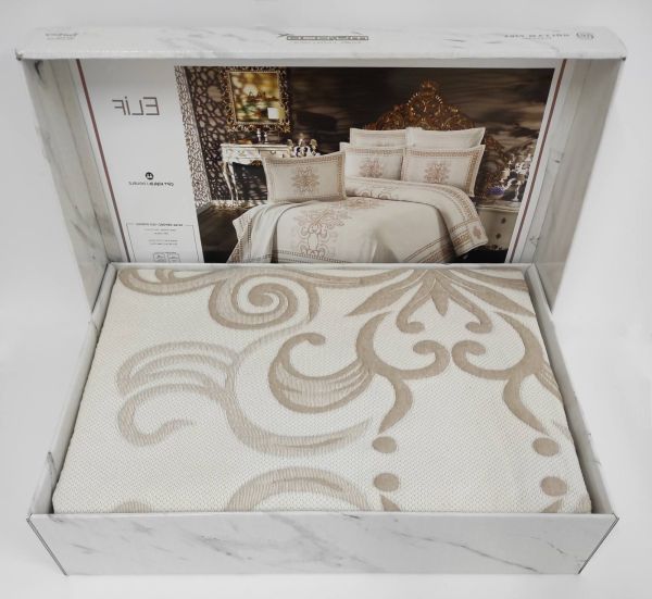 Покривало My Bed Жакард 240x260 з наволочками Elif Beige