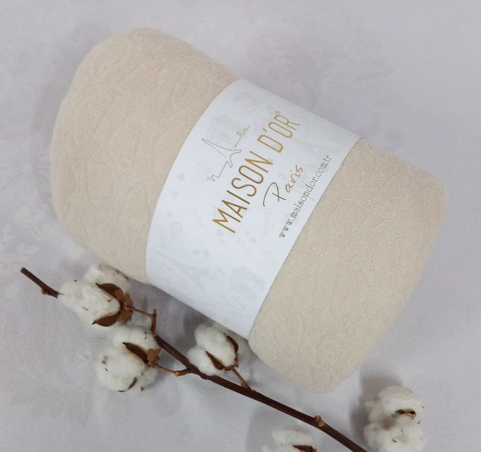 Простирадло на резинці 180x200 махра Jacquard з наволочками Maison D'or Beige