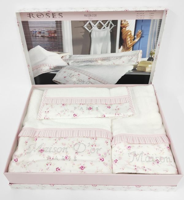 Рушники Maison D'or 3шт Roses Pink Ecru