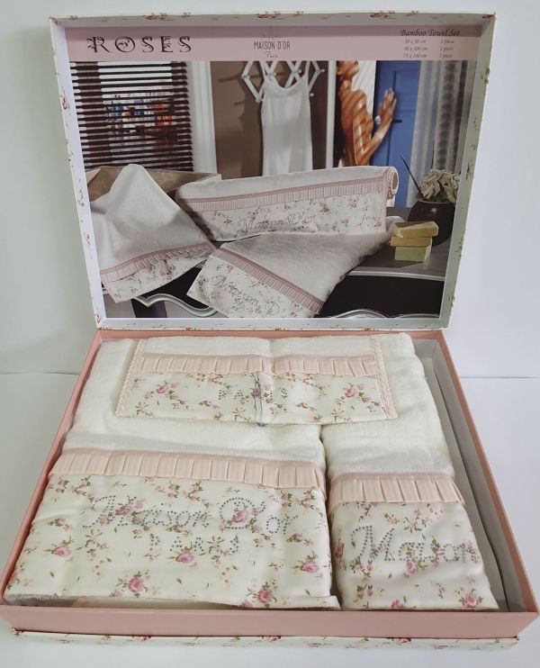Рушники Maison D'or 3шт Roses Rose Color Ecru
