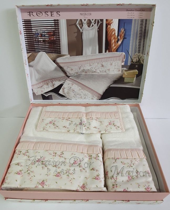 Рушники Maison D'or 3шт Roses Rose Color Ecru