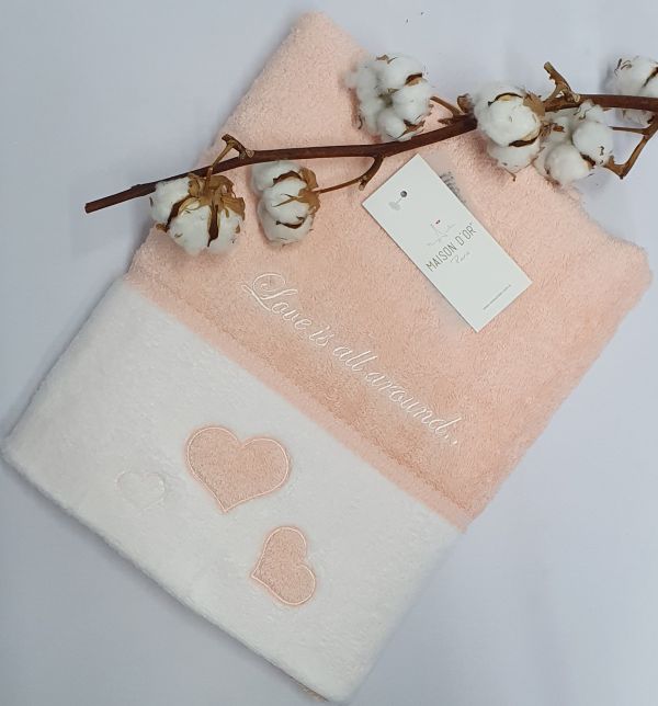 Рушник Maison D'or Monique Hearts 85x150 Salmon