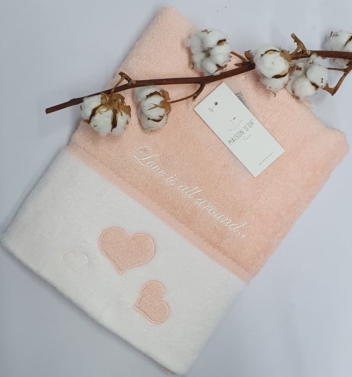 Рушник Maison D'or Monique Hearts 85x150 Salmon