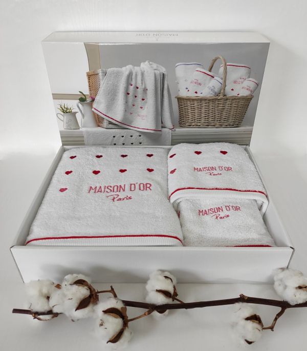 Рушники Maison D'or 3шт Candy Love White-Red