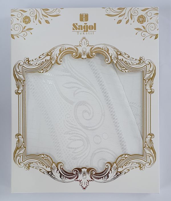 Скатертина Sagol тефлон 160x400 ovale Sgl-003 White в коробці *