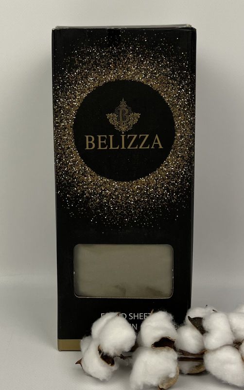 Простирадло на резинці з наволочками Belizza 160x200+30см сатин Haki