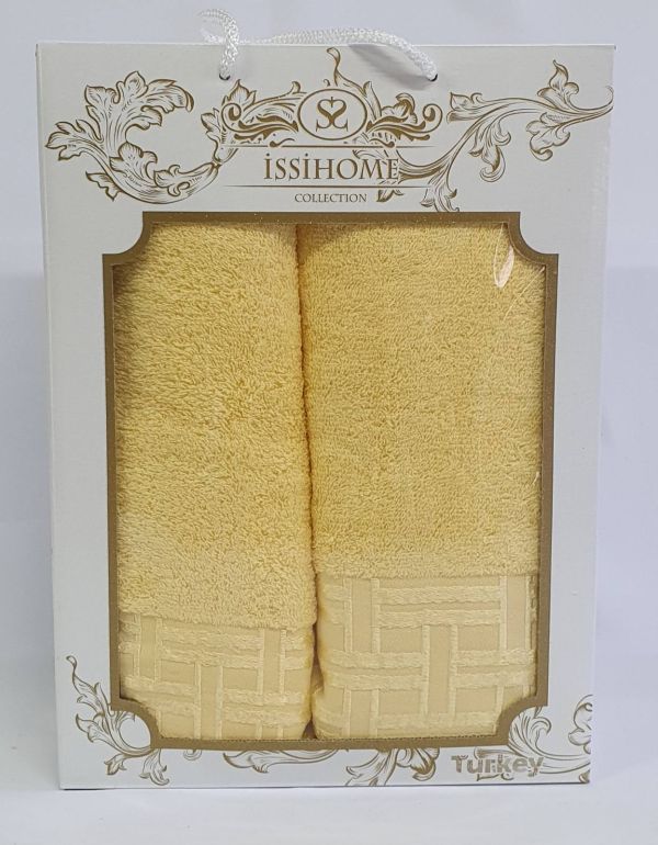 Набір махрових рушників 2шт Issihome кубик Yellow