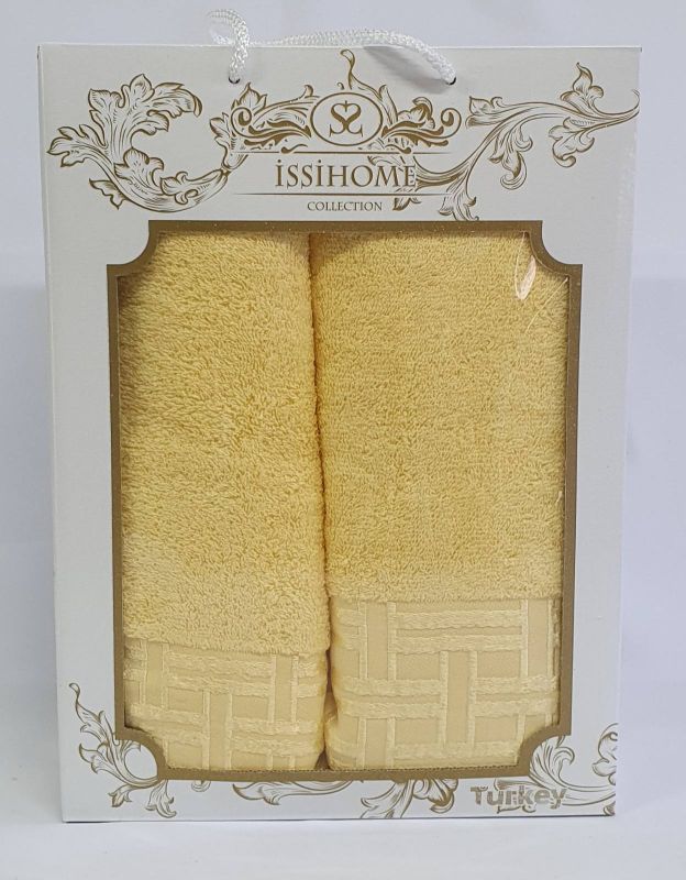 Набір махрових рушників 2шт Issihome кубик Yellow