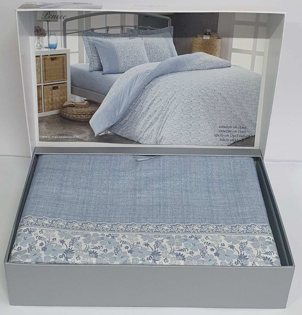 Постільна білизна Maison D'or ранфорс Pensee 200х220 Blue