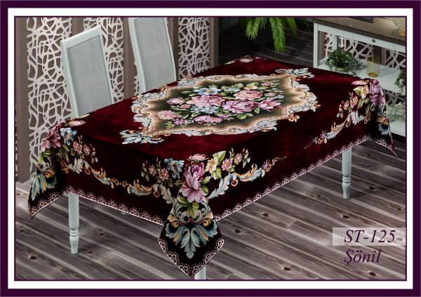 Скатертина велюрова Sagol 160х300 St-125 V-4 Bordo