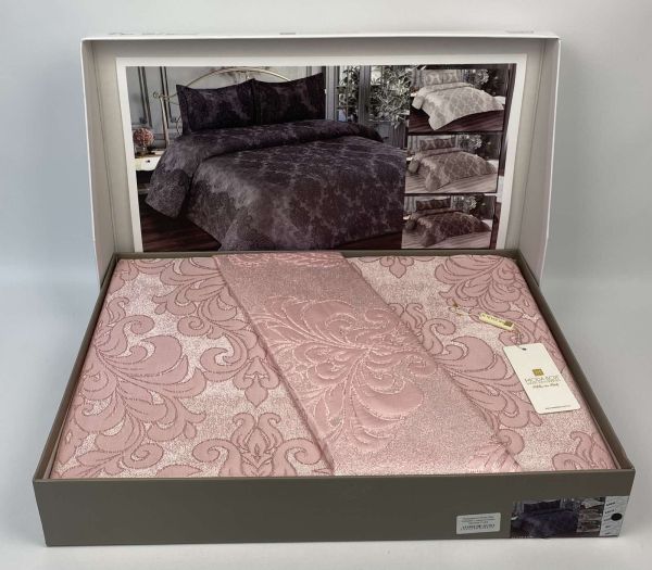 Покривало Moda Box 240х260 з наволочками Damask Pudra