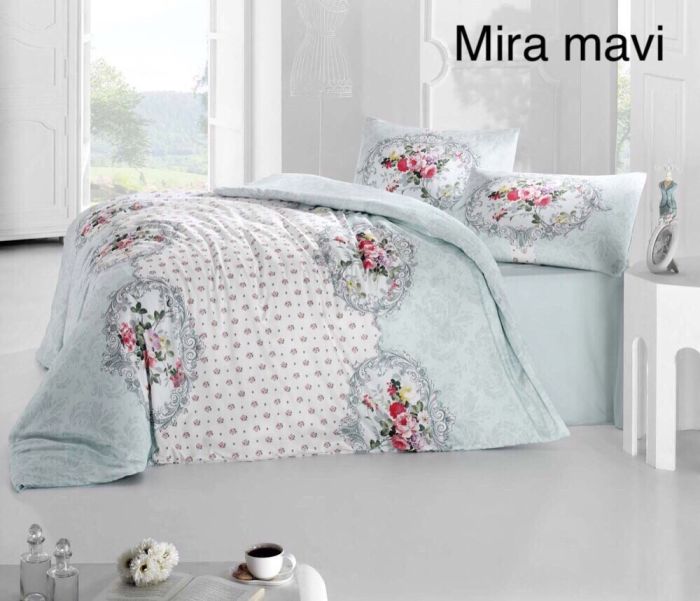 Постільна білизна Altinbasak ранфорс 200x220 Mira Mavi