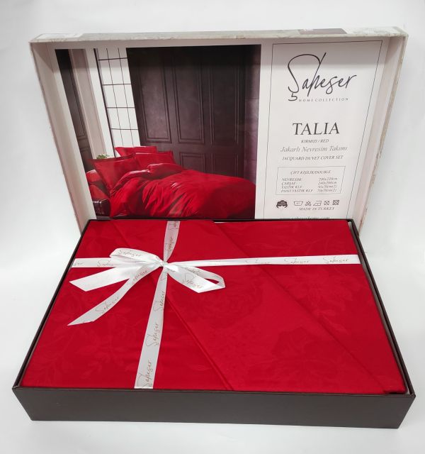 Постільна білизна Saheser Jacquard Vip Satin 200X220 Talia Kurmizi/Red
