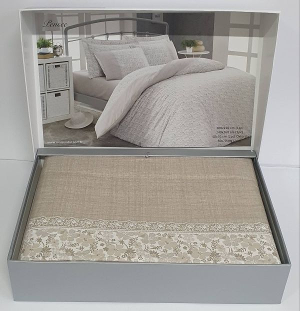 Постільна білизна Maison D'or ранфорс Pensee 200х220 Beige