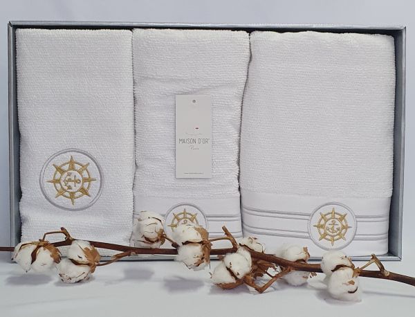 Рушники Maison D'or 3шт Elegance Marine White