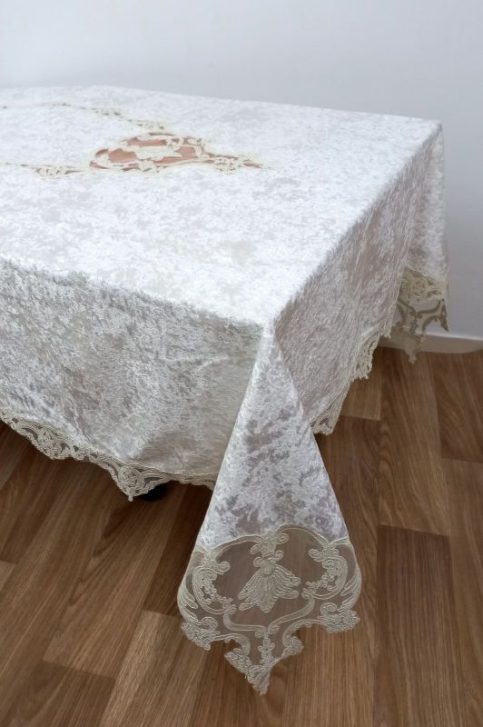 Скатертина Велюр Acme Tekstil 160x220 Odin Krem PVS