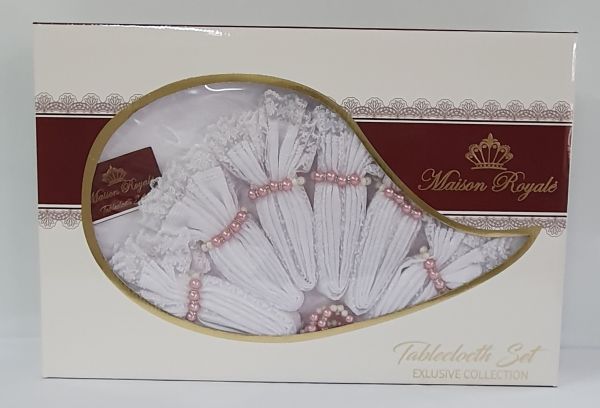 Скатертина KDK Set Maison Royale 160x220+8 psc White