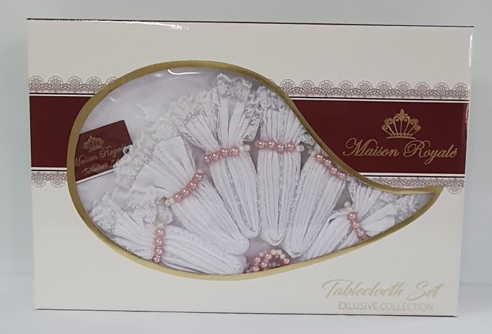 Скатертина KDK Set Maison Royale 160x220+8 psc White