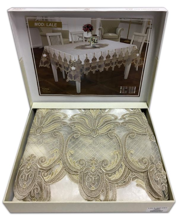 Скатертина Велюр Acme Tekstil 160x260 Lale Krem