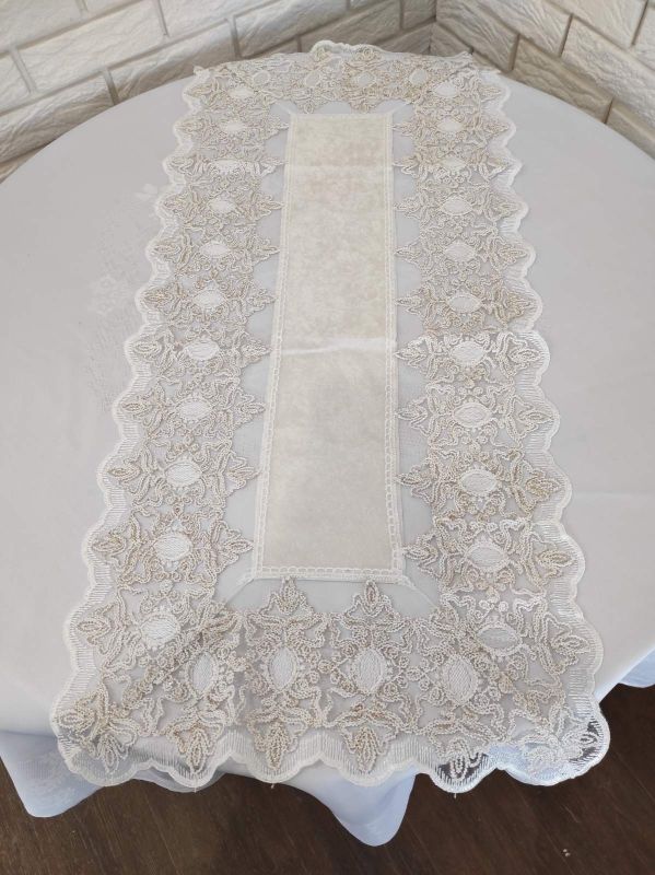 Доріжка велюрова Acme з мереживом 50*100 Charment Cream